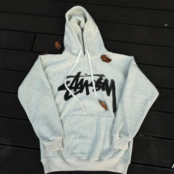 Stüssy Classic Logo Hoodie Light Gray Hoodie - 1
