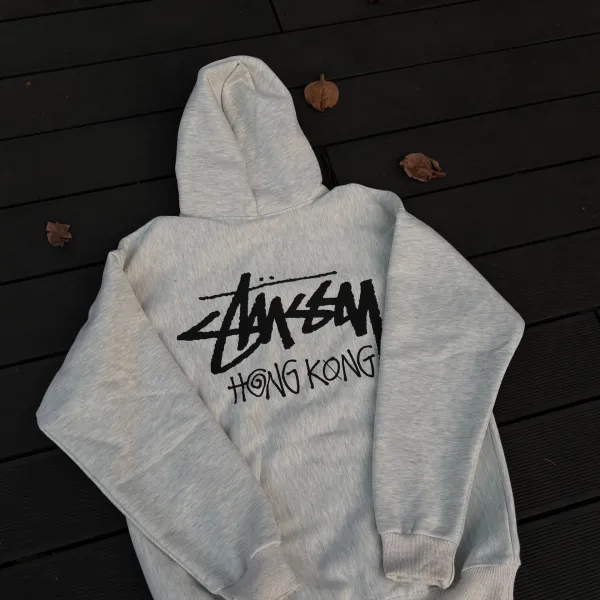 Stussy Hong Kong Hoodie Gray - 1
