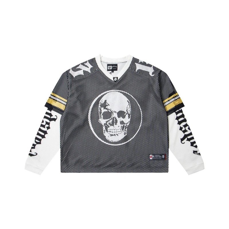 Philipp Plein Skull Mesh Jersey Black White Gold - 1