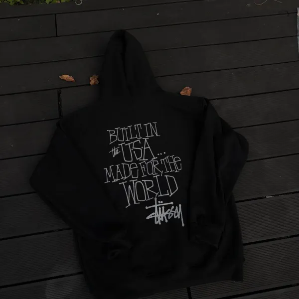 Stüssy Built In The USA Made For The World Hoodie Black - 1