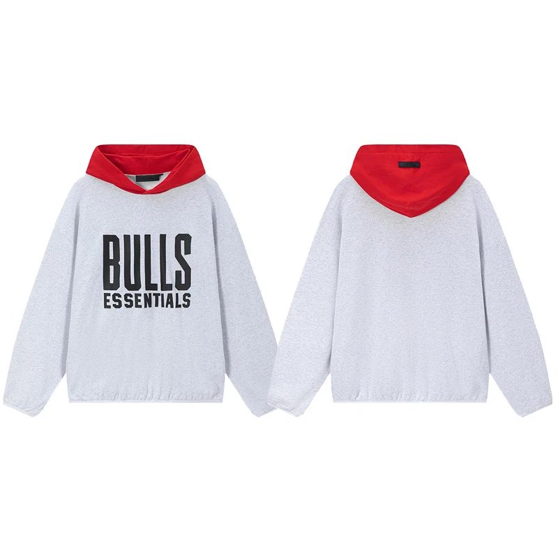 Bulls Essentials Hoodie Gray with Red Hood - 1
