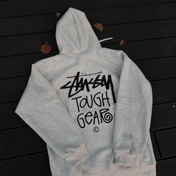 Stussy Tough Gear Heather Gray Hoodie - 1