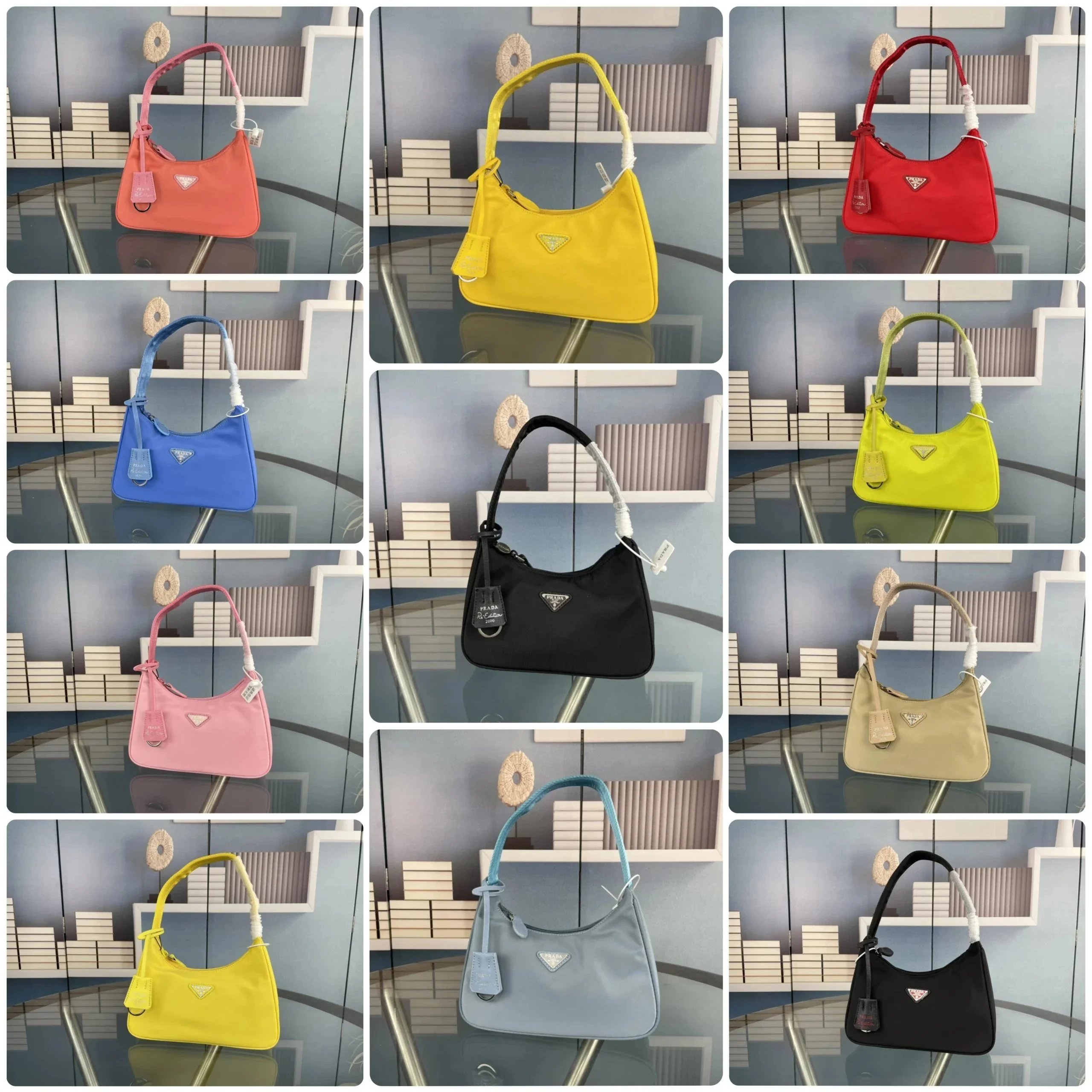 Prada Re-Edition 2005 Yellow Nylon Shoulder Bag - 4