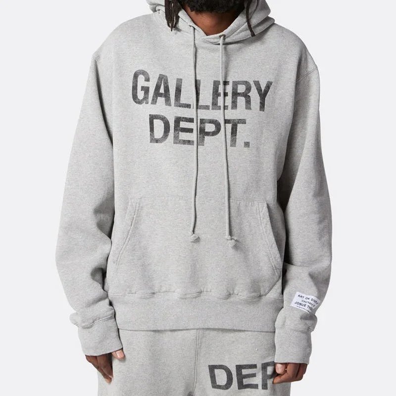 GA Gallery Classic Letter Print Drawstring Hooded Sweatshirt Unisex