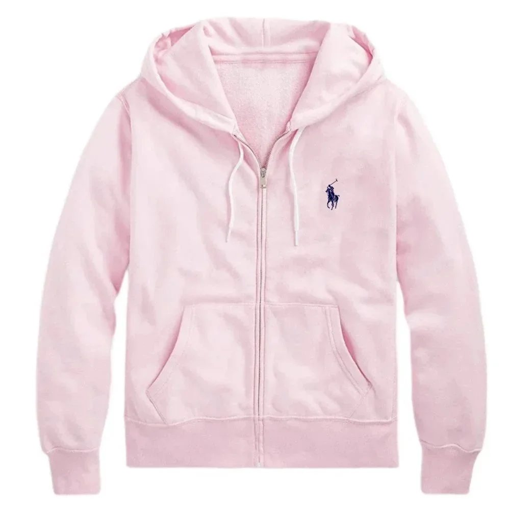Pony Hooded Cardigan Sweatshirt Fashion Print Loose Plus Size British Style Youth Zip-Up Top