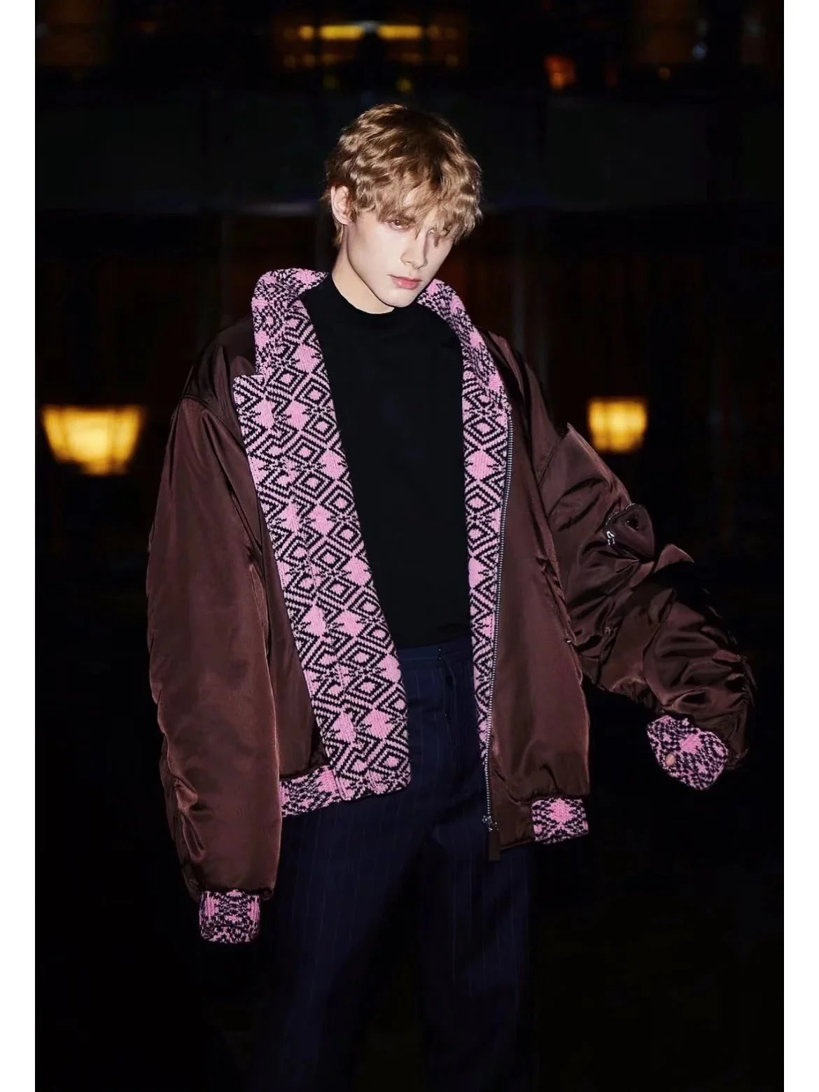 #LGM ST AC exclusive 30% off! Original 1399 Pra overweight fashion show nylon woven jacquard bomber jacket, 3M cotton jacket 🐟 Second hand prices are now almost brand new