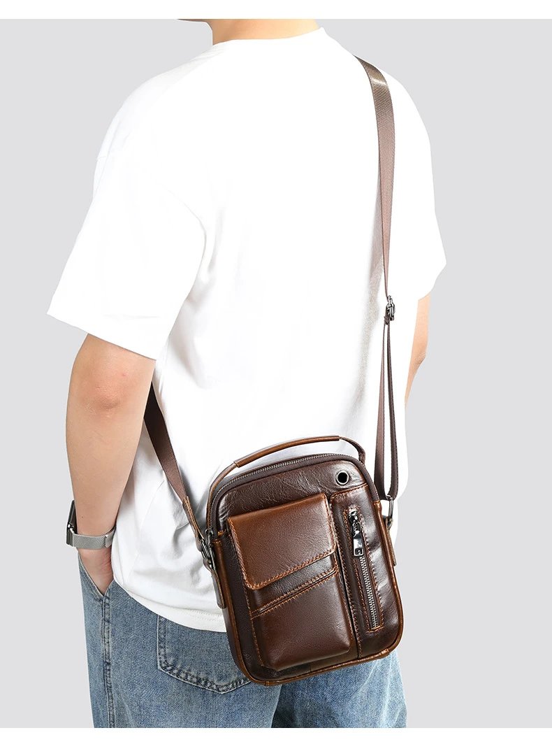 Design Leather Crossbody Bag Black - 12