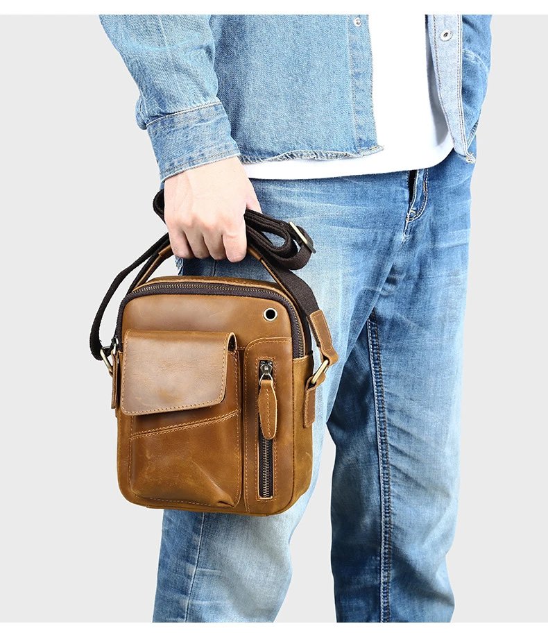 Design Leather Crossbody Bag Black - 16