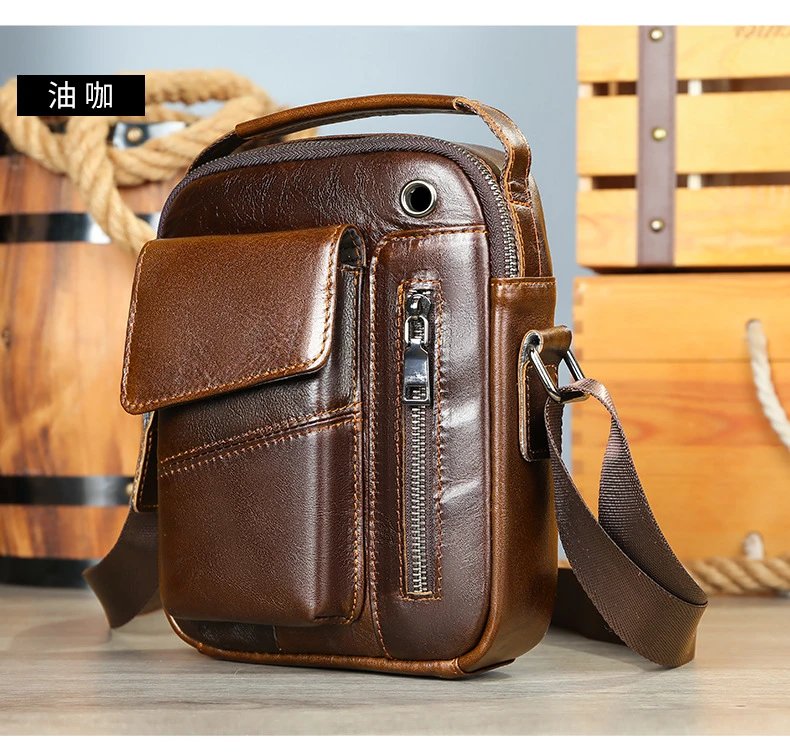 Design Leather Crossbody Bag Black - 21
