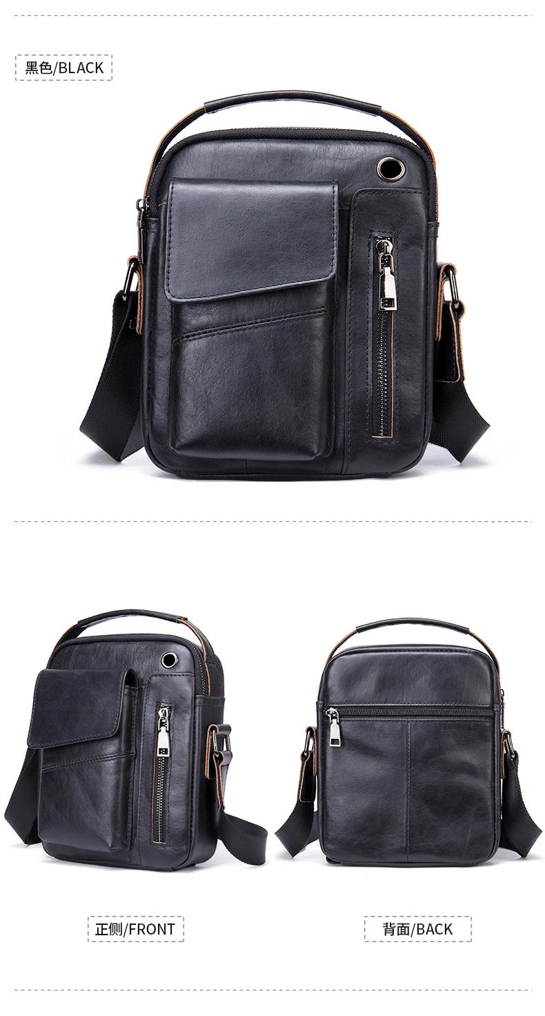 Design Leather Crossbody Bag Black - 31