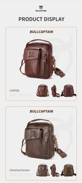 Design Bullcaptain Vintage Leather Crossbody Bag Brown Crossbody Bags - 32