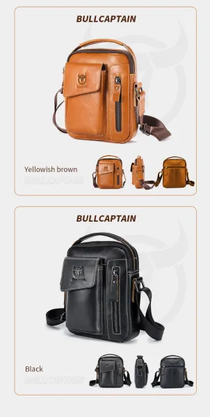Design Bullcaptain Vintage Leather Crossbody Bag Brown Crossbody Bags - 33