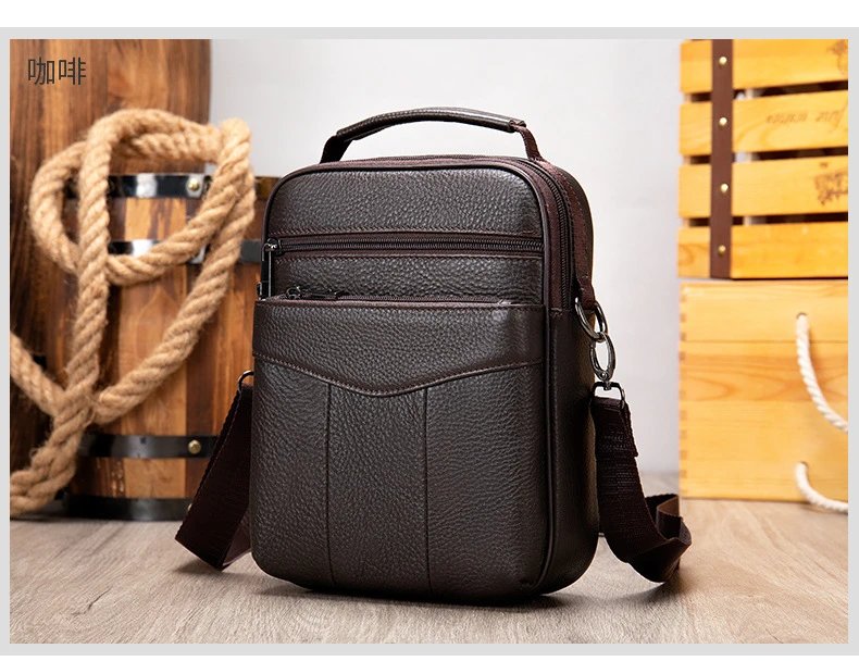 Design Leather Messenger Bag Brown Crossbody Bag - 42