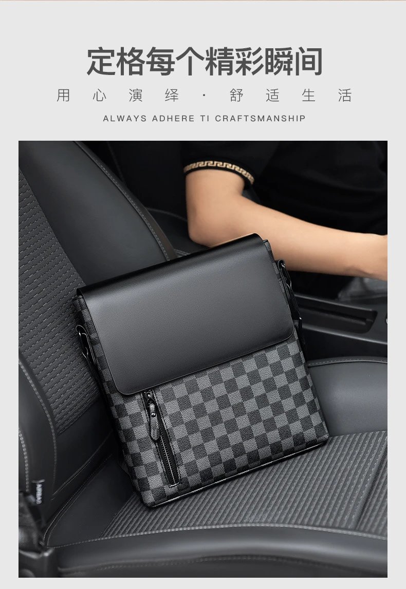 Design Messenger Bag Black Monogram Pattern Crossbody Bag - 5