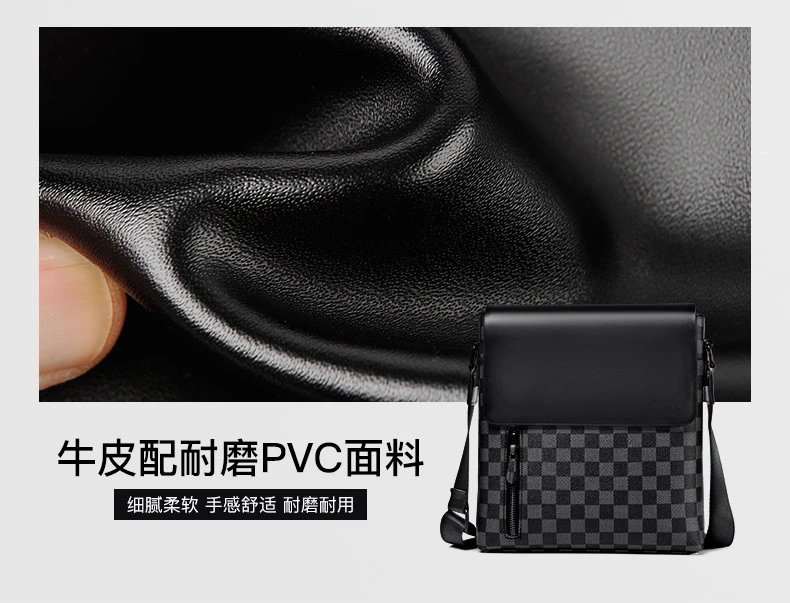 Design Messenger Bag Black Monogram Pattern Crossbody Bag - 10