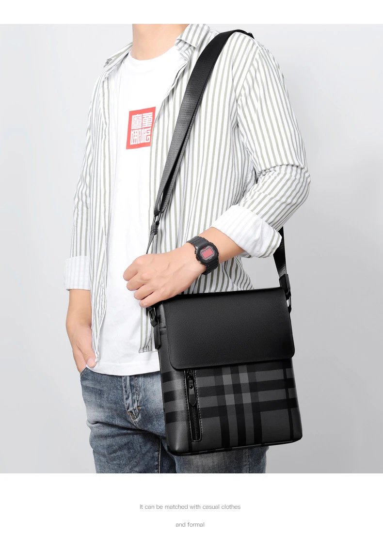 Design Messenger Bag Black Monogram Pattern Crossbody Bag - 19