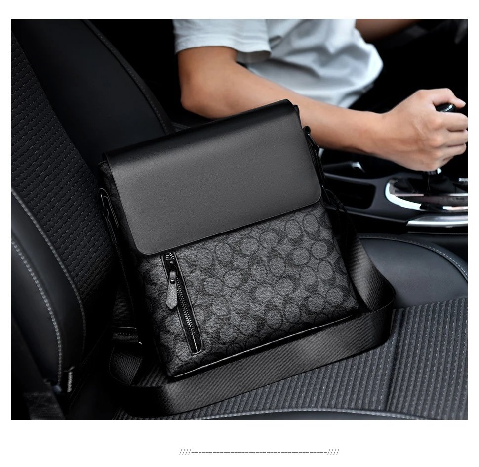 Design Messenger Bag Black Monogram Pattern Crossbody Bag - 24