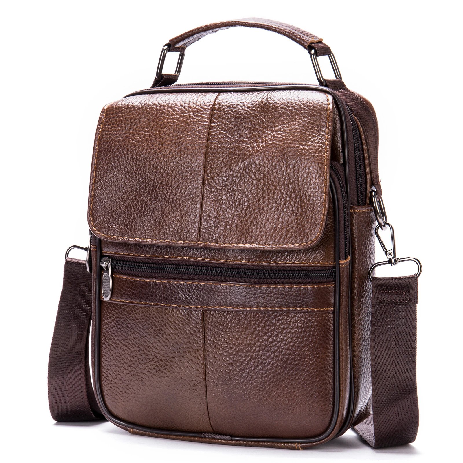 Design Classic Leather Crossbody Bag Brown