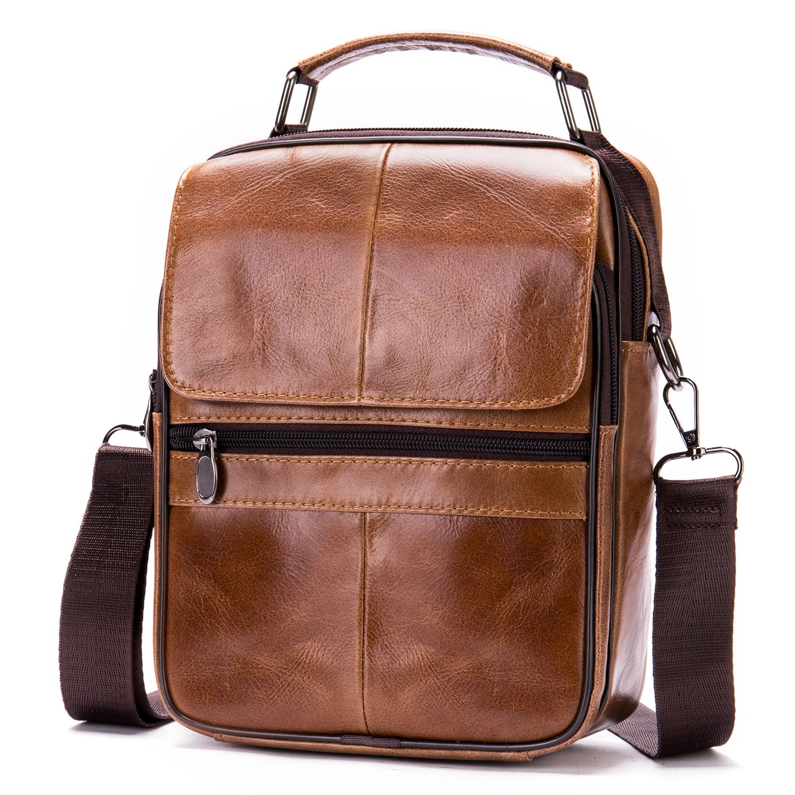 Design Leather Messenger Bag Brown Crossbody Bag