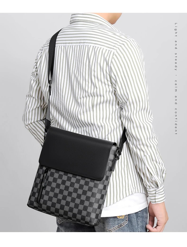 Design Messenger Bag Black Monogram Pattern Crossbody Bag - 21