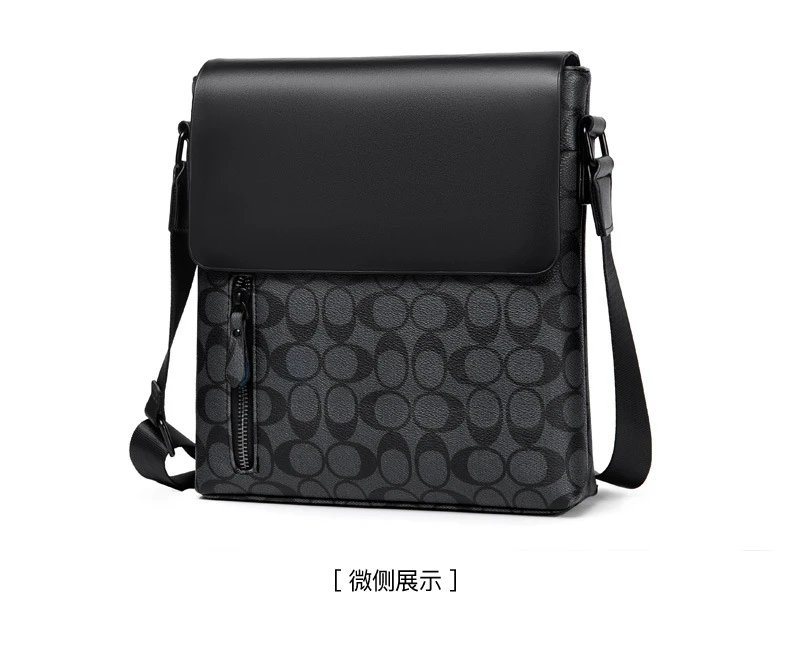 Design Messenger Bag Black Monogram Pattern Crossbody Bag - 31