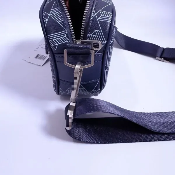 Lacoste Camera Bag Navy Blue Geometric Print Crossbody Bag - 14