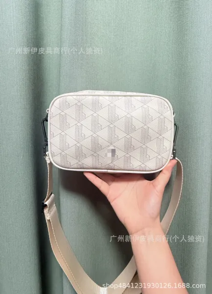 Lacoste Camera Bag Navy Blue Geometric Print Crossbody Bag - 21