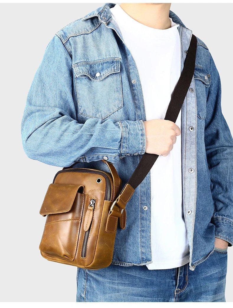 Design Leather Crossbody Bag Black - 15