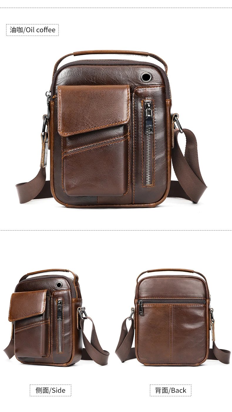 Design Leather Crossbody Bag Black - 22