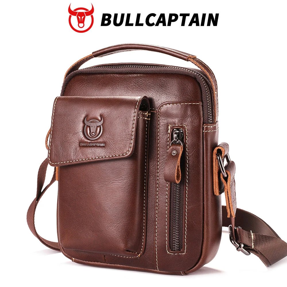 Design Bullcaptain Leather Crossbody Bag Brown Crossbody Bags