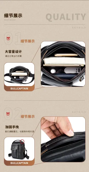 Design Bullcaptain Vintage Leather Crossbody Bag Brown Crossbody Bags - 13