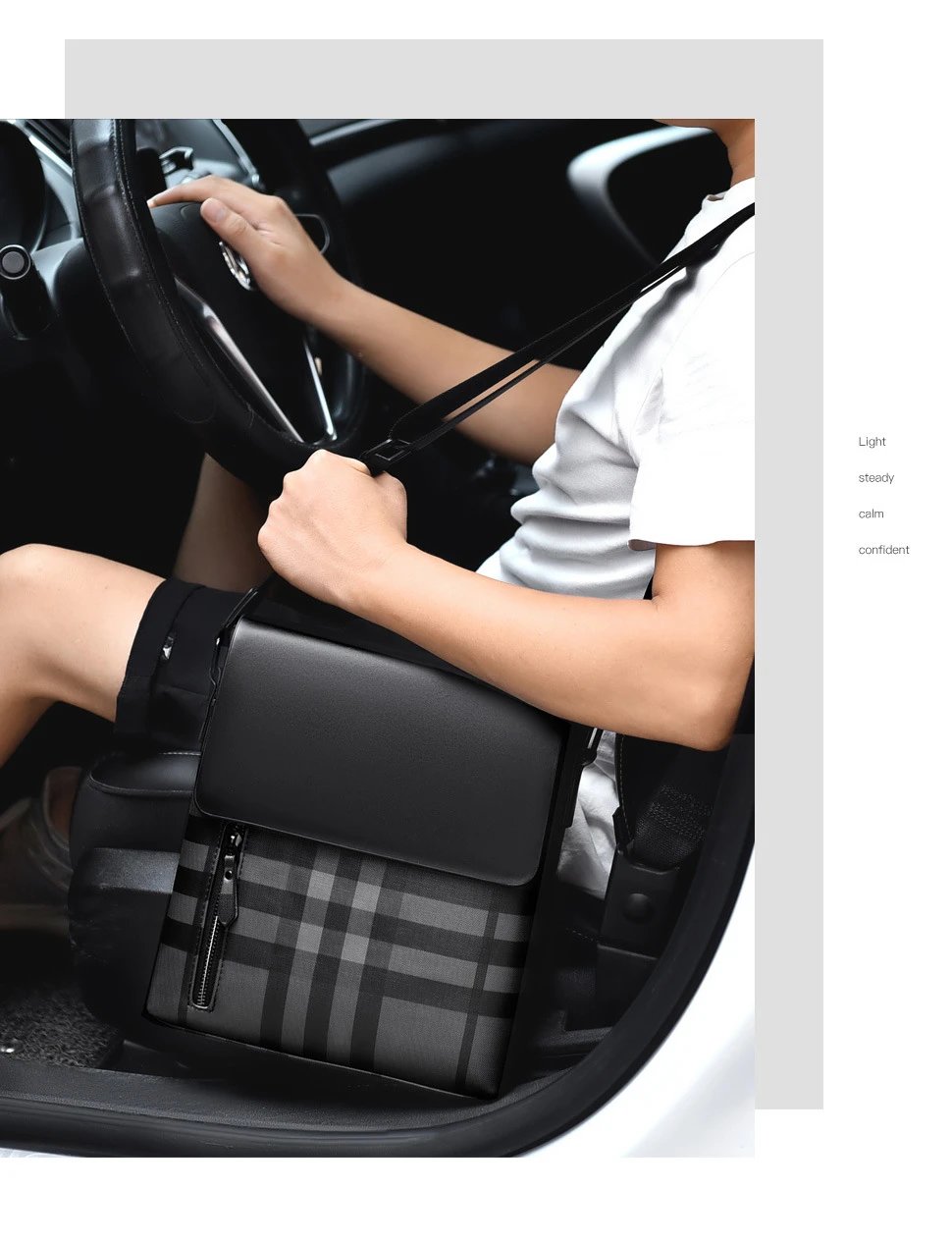 Design Messenger Bag Black Monogram Pattern Crossbody Bag - 25