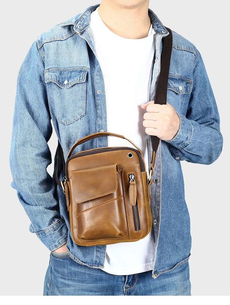 Design Leather Crossbody Bag Black - 14