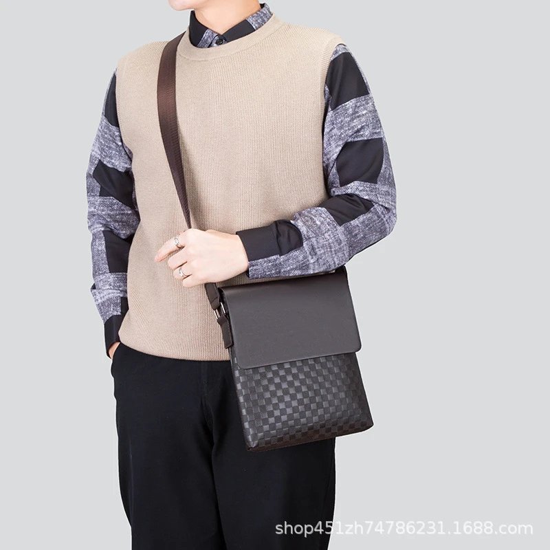 Design Woven Texture Crossbody Bag Brown - 4