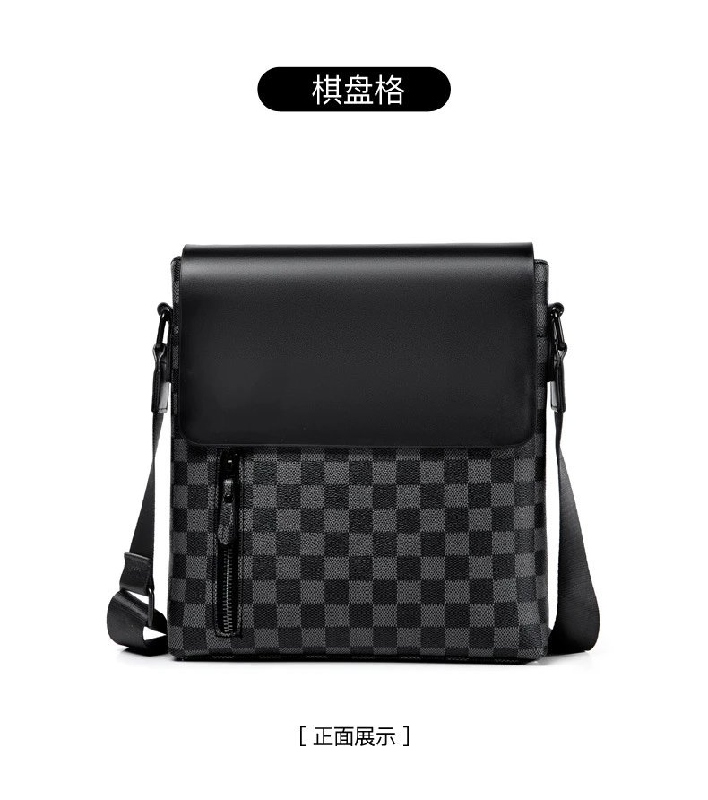 Design Messenger Bag Black Monogram Pattern Crossbody Bag - 34