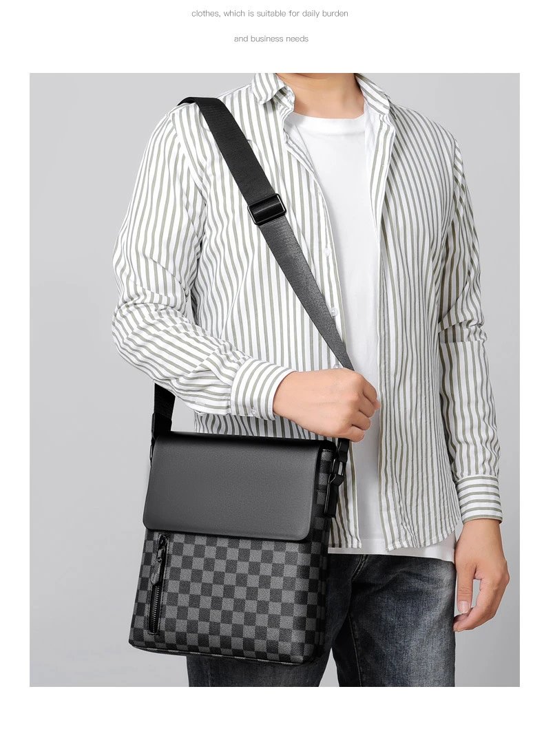 Design Messenger Bag Black Monogram Pattern Crossbody Bag - 20