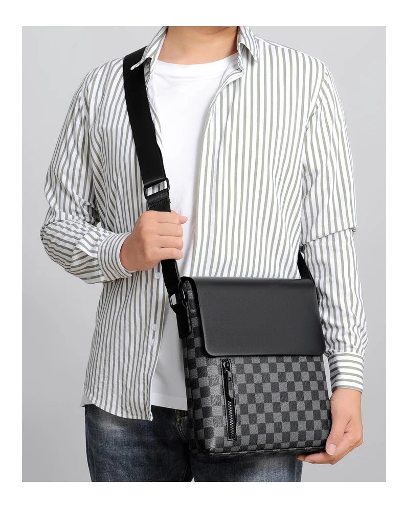 Design Messenger Bag Black Monogram Pattern Crossbody Bag - 22