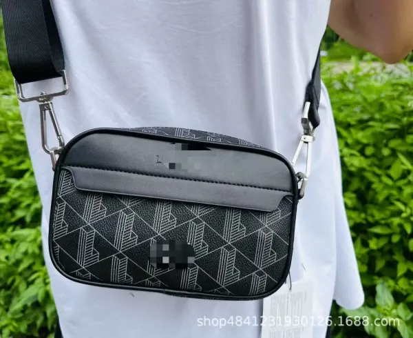 Lacoste Camera Bag Navy Blue Geometric Print Crossbody Bag - 4