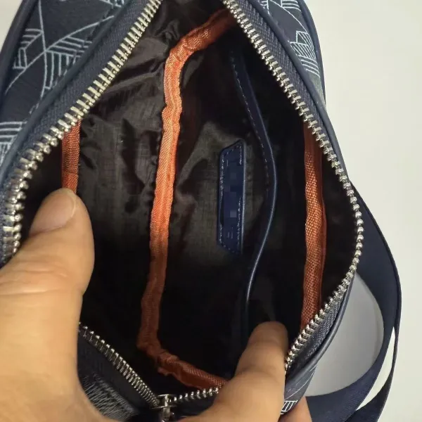 Lacoste Camera Bag Navy Blue Geometric Print Crossbody Bag - 13