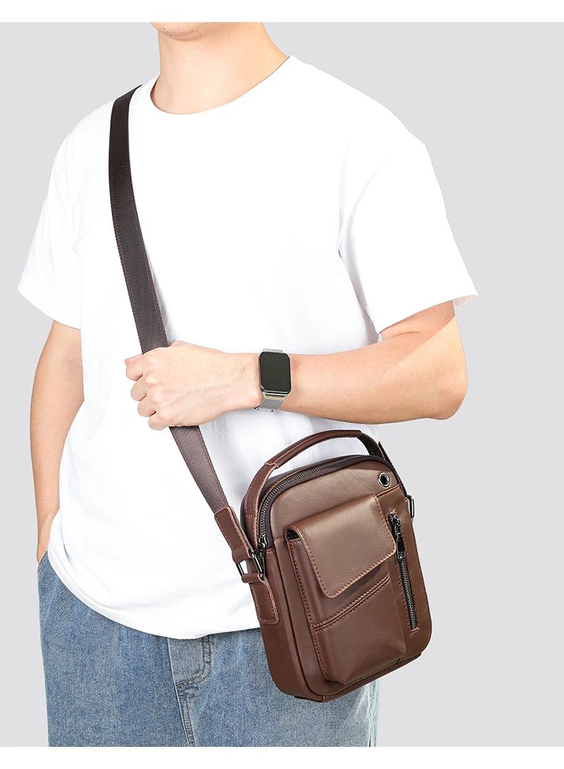 Design Leather Crossbody Bag Black - 13