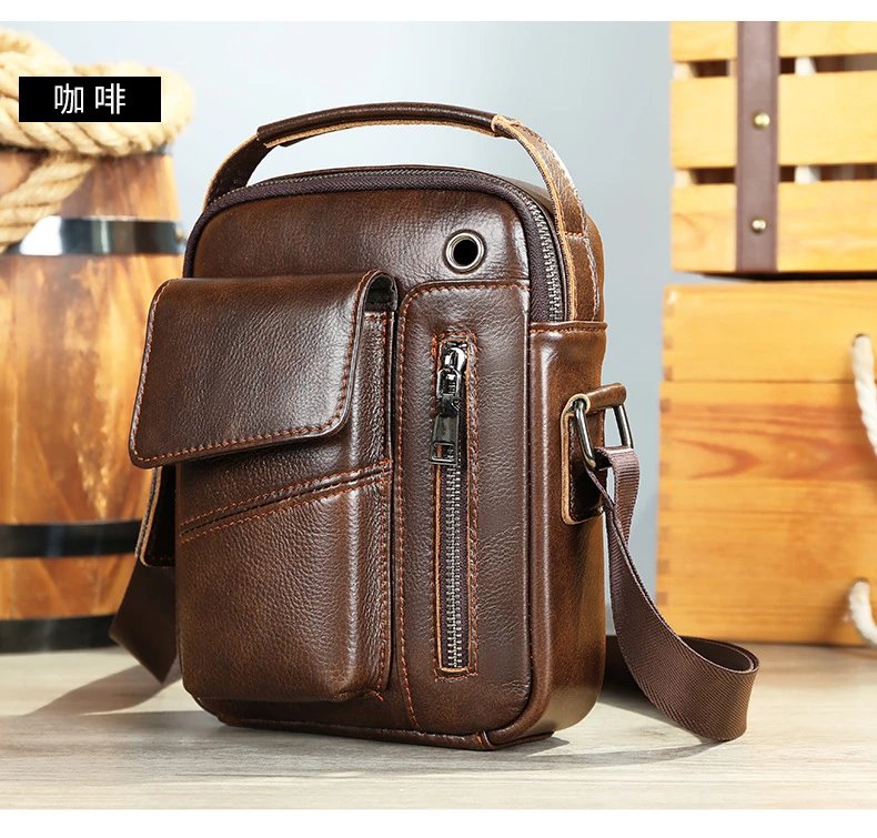 Design Leather Crossbody Bag Black - 19