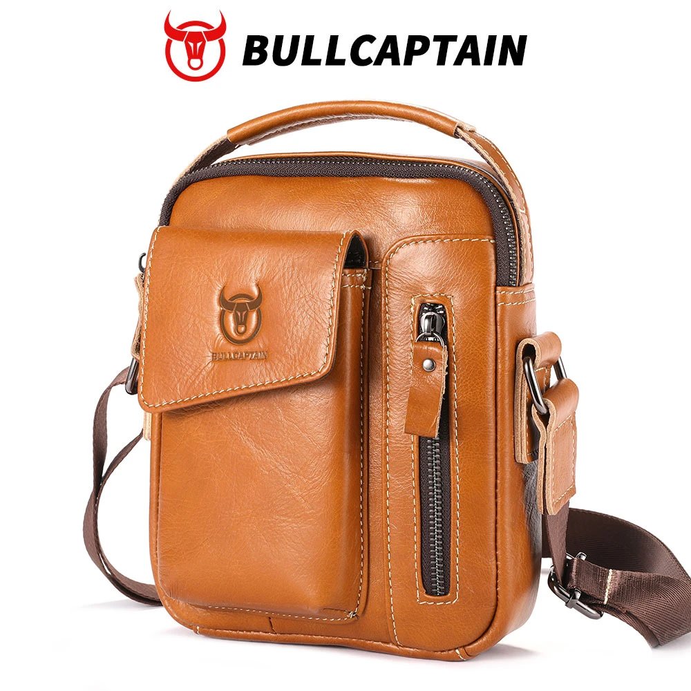 Design Bullcaptain Leather Crossbody Bag Tan Crossbody Bags