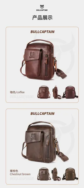 Design Bullcaptain Vintage Leather Crossbody Bag Brown Crossbody Bags - 15