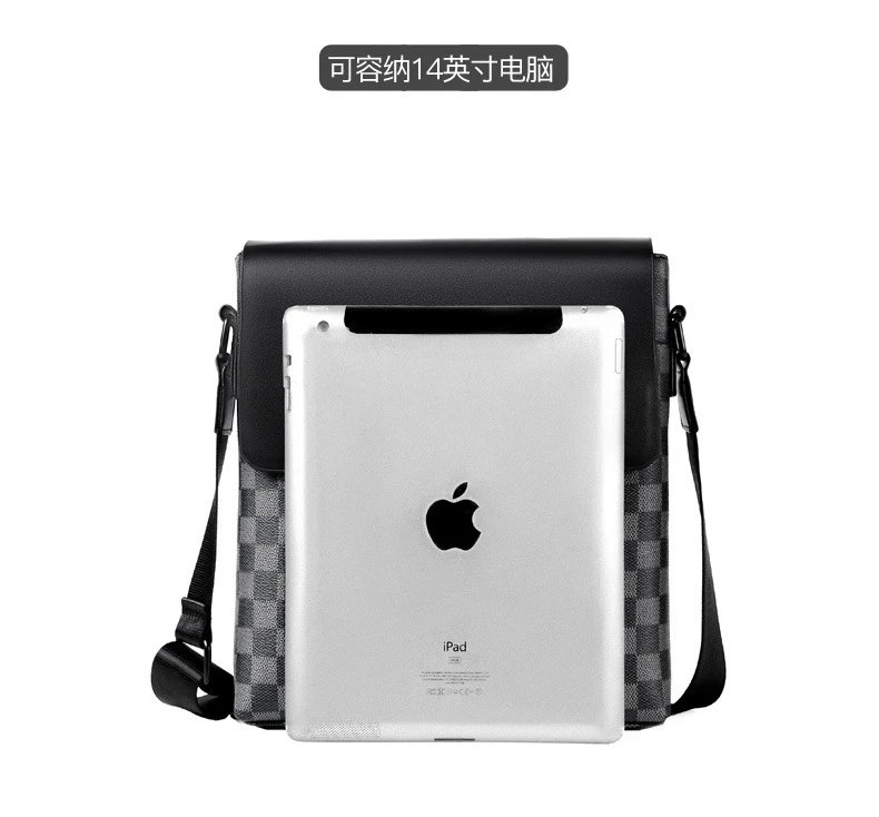 Design Messenger Bag Black Monogram Pattern Crossbody Bag - 15