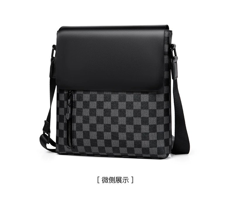 Design Messenger Bag Black Monogram Pattern Crossbody Bag - 35