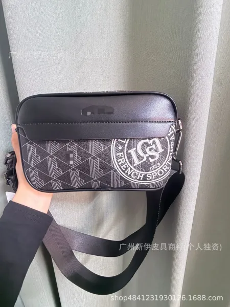 Lacoste Camera Bag Navy Blue Geometric Print Crossbody Bag - 17