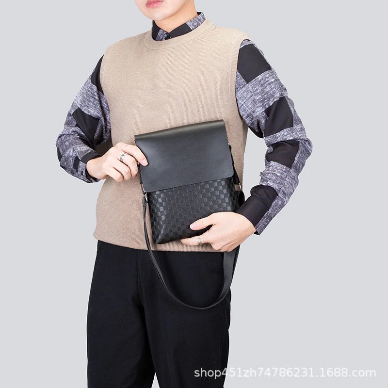 Design Woven Texture Crossbody Bag Brown - 3