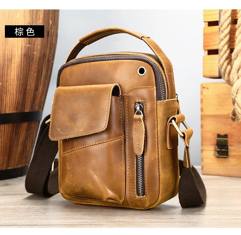 Design Leather Crossbody Bag Black - 17