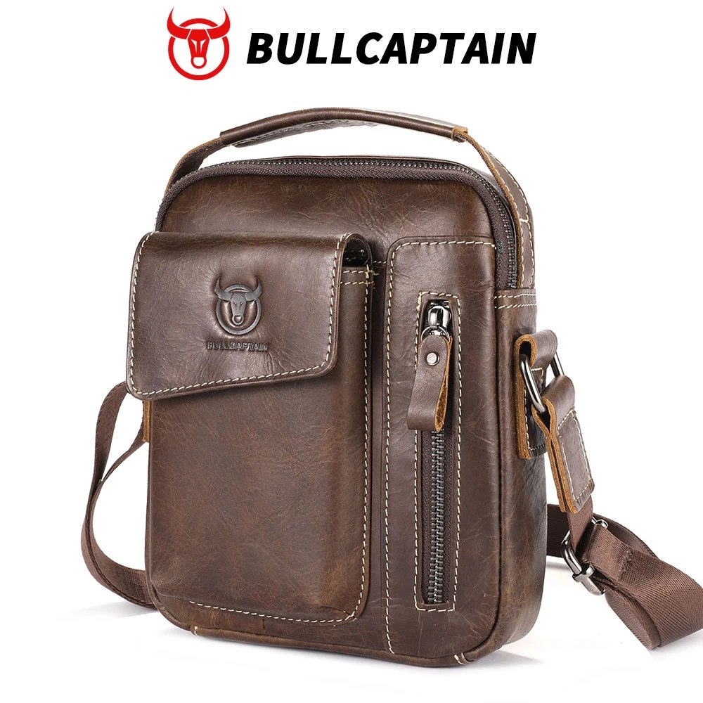 Design Bullcaptain Vintage Leather Crossbody Bag Brown Crossbody Bags