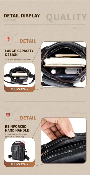 Design Bullcaptain Vintage Leather Crossbody Bag Brown Crossbody Bags - 30